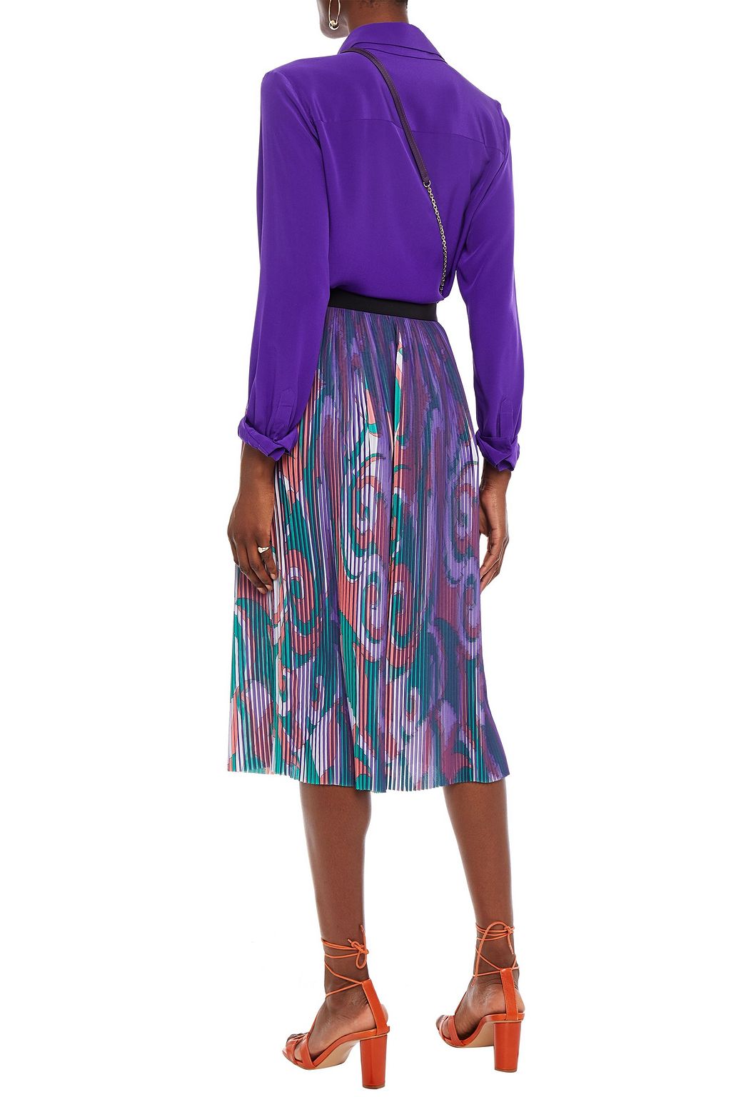 PUCCI Printed plissé-crepe de chine midi skirt