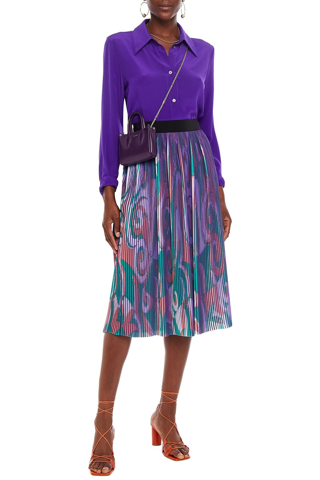 PUCCI Printed plissé-crepe de chine midi skirt