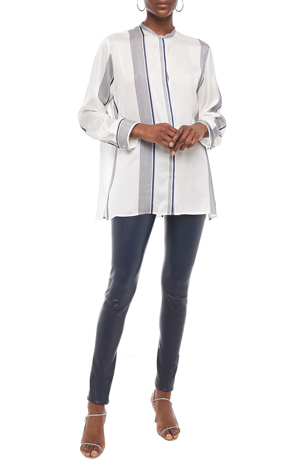 THE ROW Striped silk-jacquard shirt