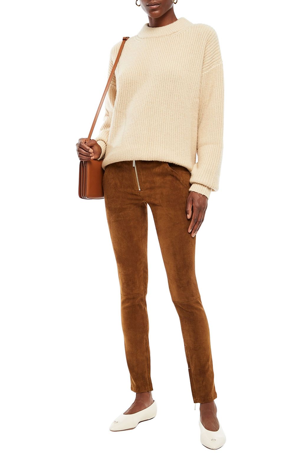 THE ROW Suede skinny pants
