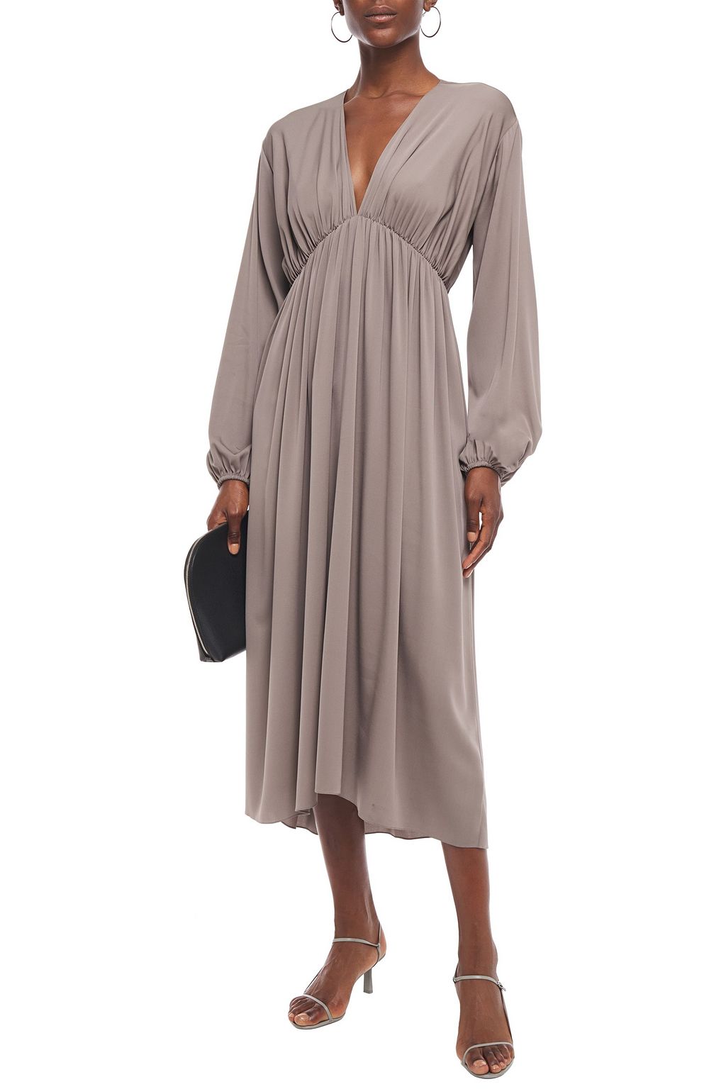 THE ROW Sasha gathered silk-blend satin midi dress