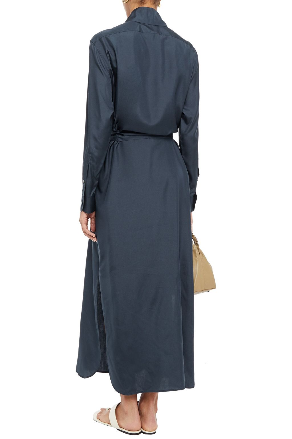 THE ROW Belted silk maxi shirt dress