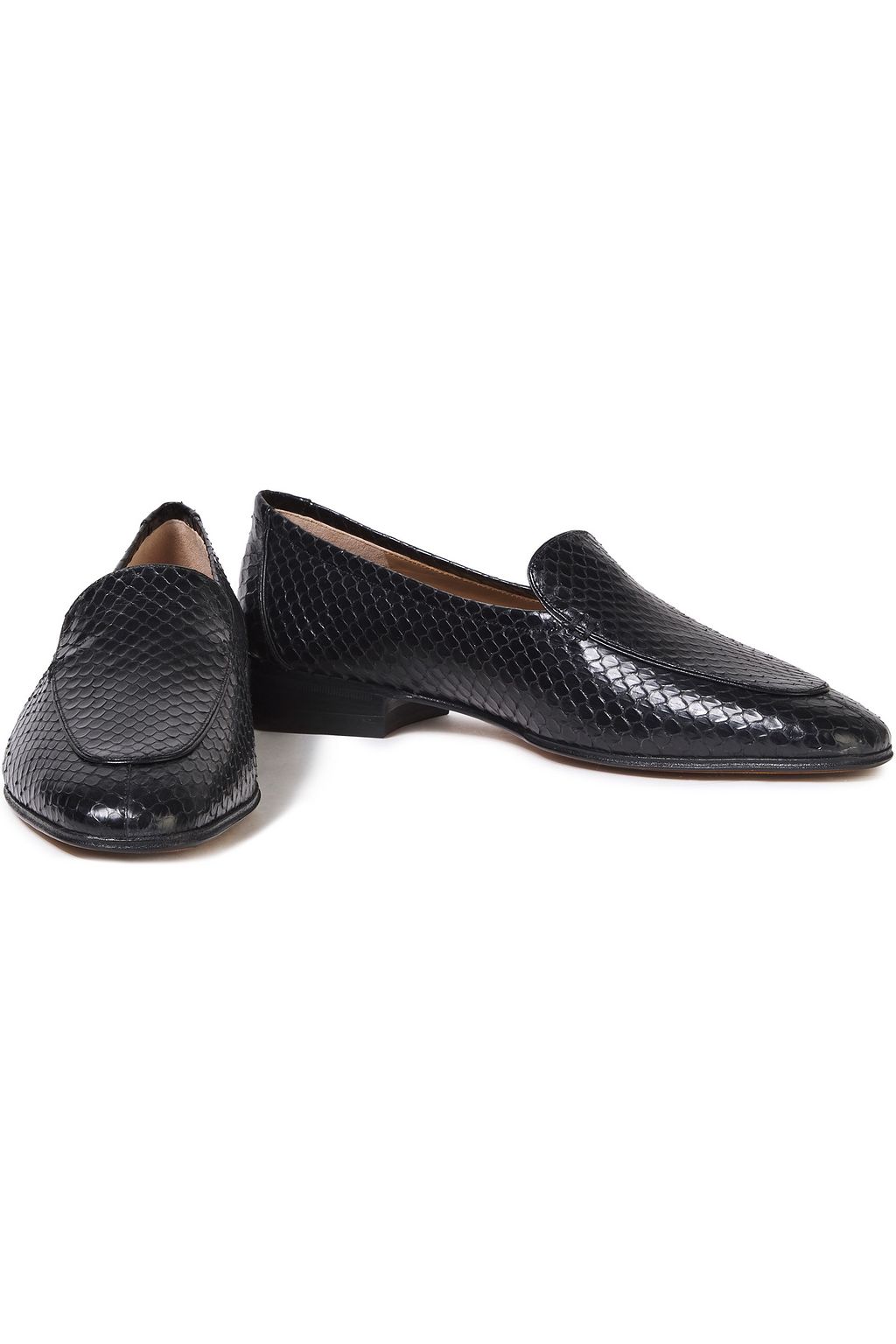 THE ROW Snake-effect leather loafers