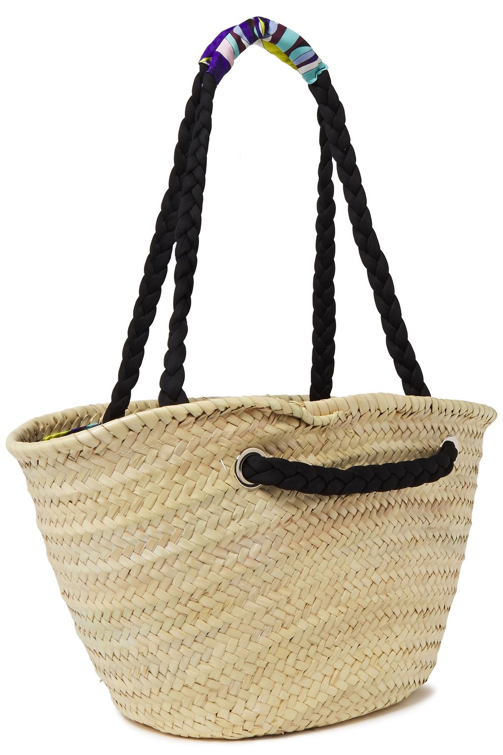 PUCCI Logo-print canvas and straw tote