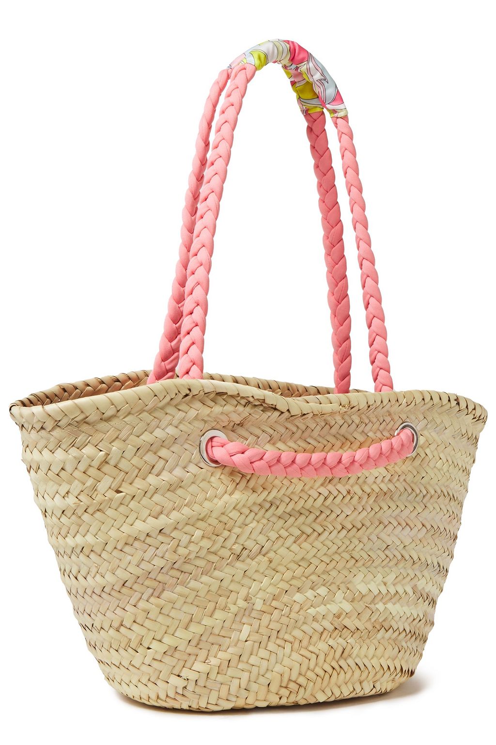 PUCCI Logo-print canvas and straw tote