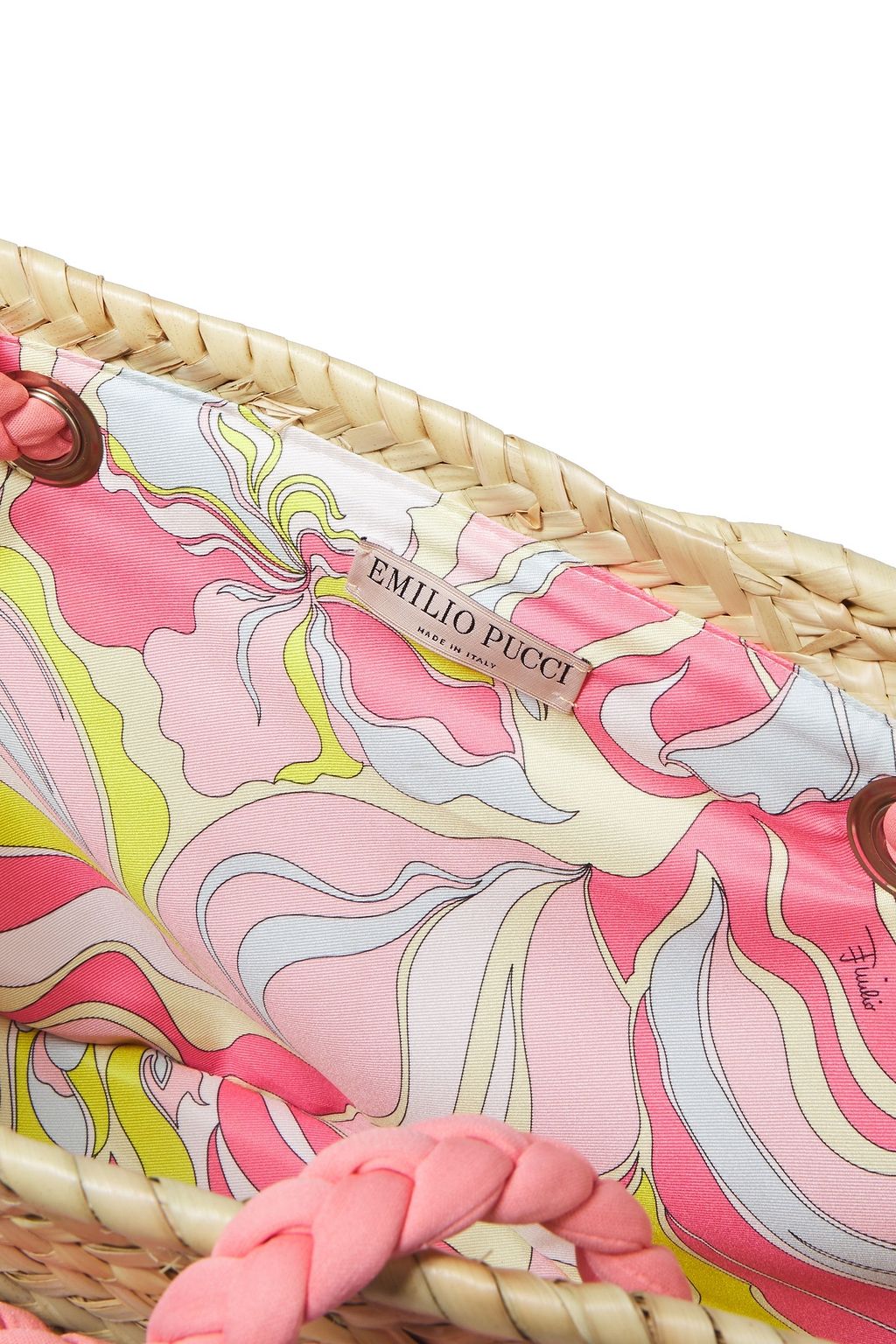 PUCCI Logo-print canvas and straw tote