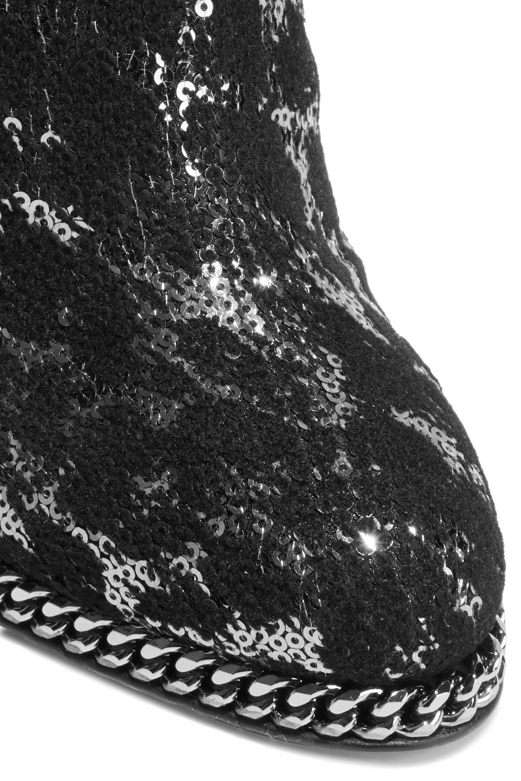 BALMAIN Emma flocked sequined leather over-the-knee boots