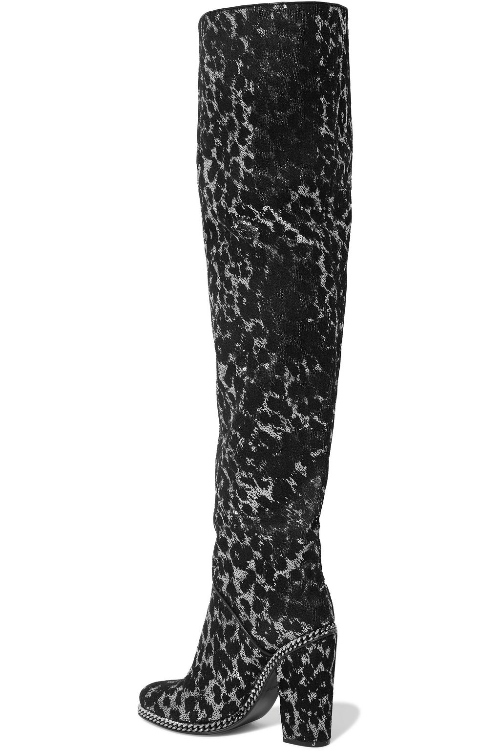 BALMAIN Emma flocked sequined leather over-the-knee boots