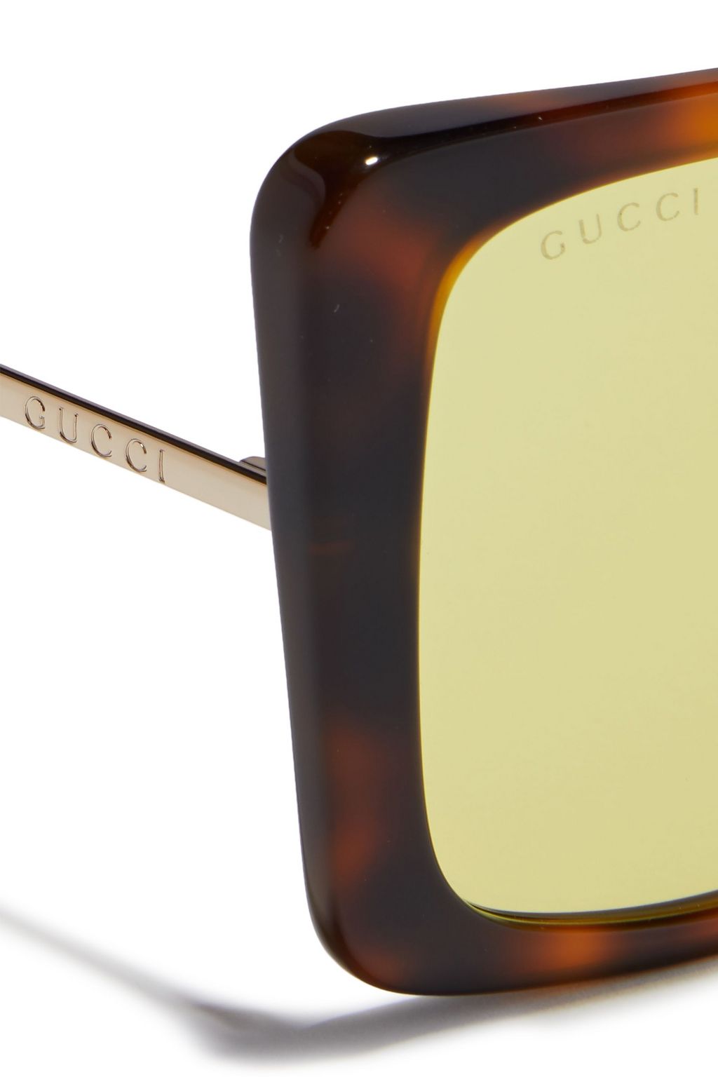 GUCCI Square-frame gold-tone and tortoiseshell acetate mirrored sunglasses
