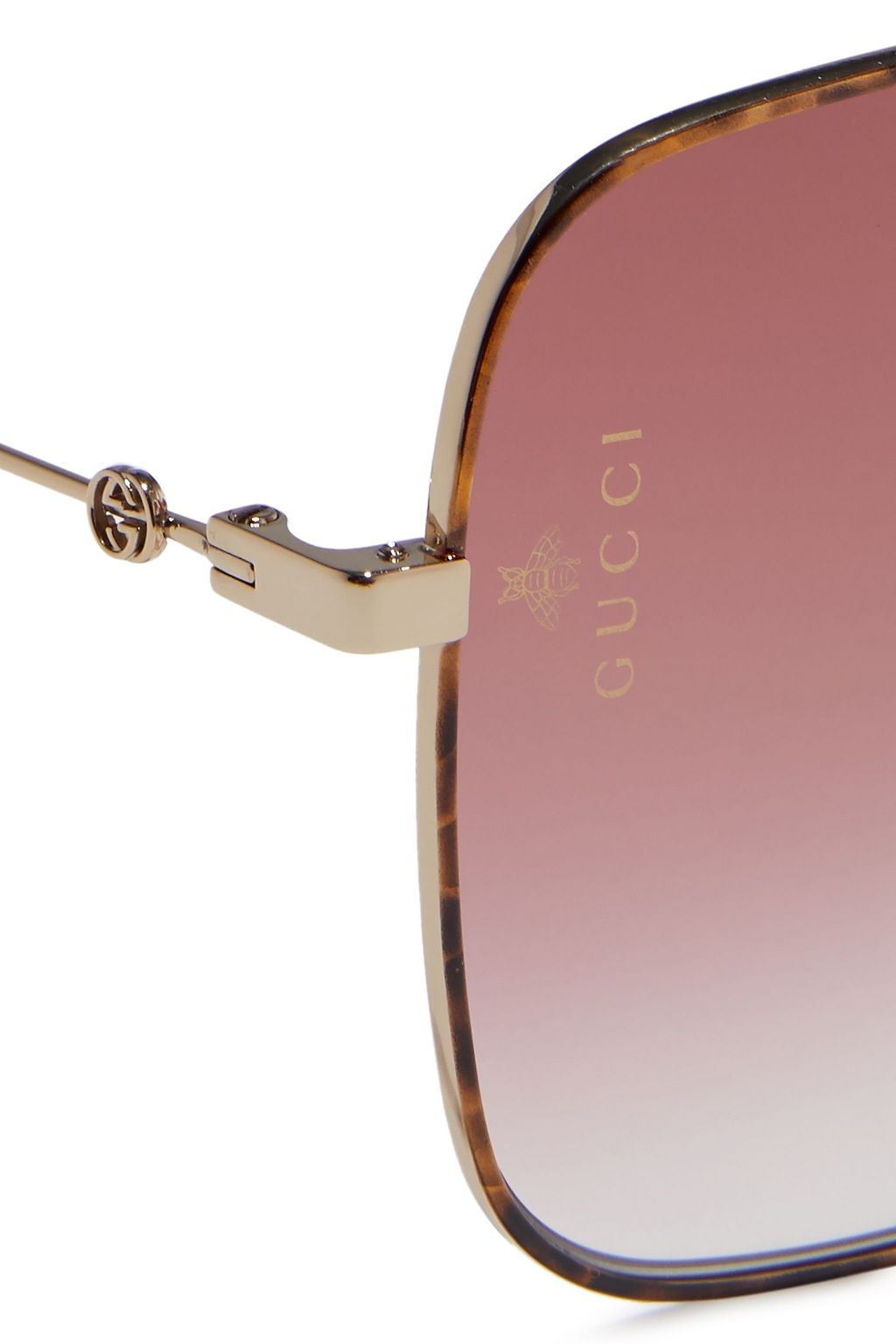 GUCCI Square-frame gold-tone sunglasses