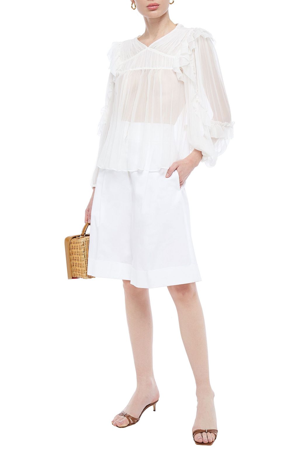ULLA JOHNSON Isolde ruffled silk-crepon blouse