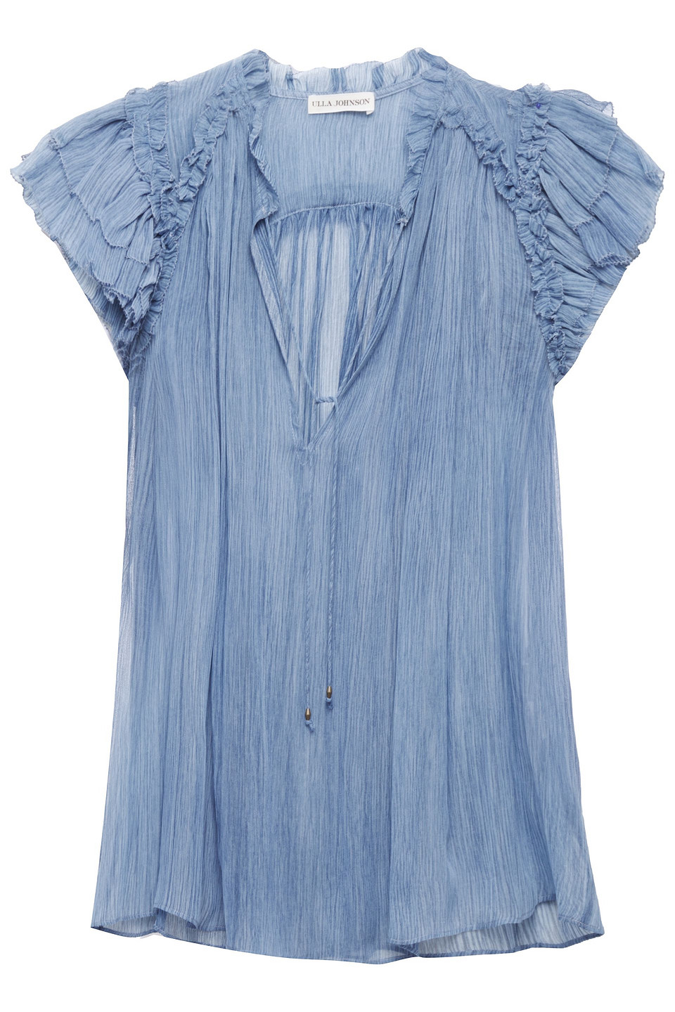 Ulla Johnson Woman Clea Ruffled Silk-georgette Top Blue Size 4