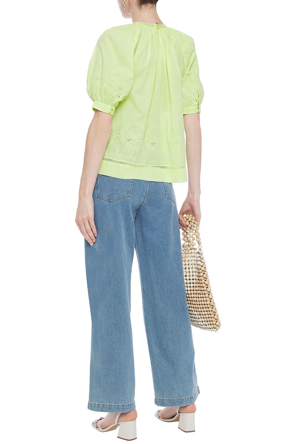 ULLA JOHNSON Blythe lattice-trimmed embroidered cotton-voile top