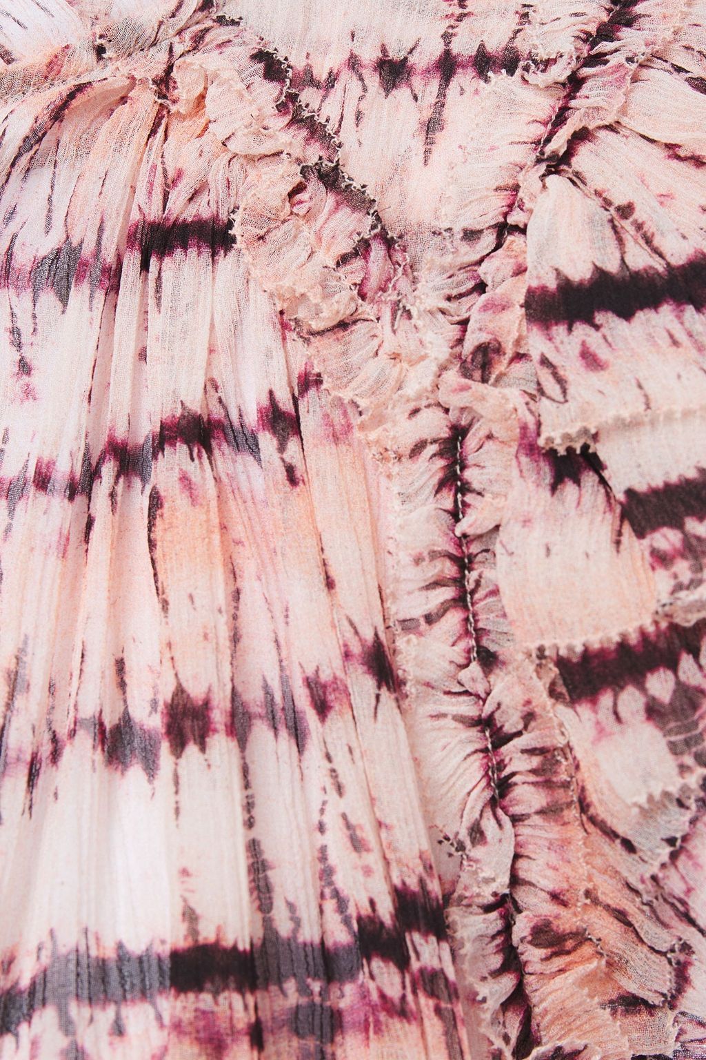 ULLA JOHNSON Clea ruffle-trimmed tie-dyed silk-georgette top