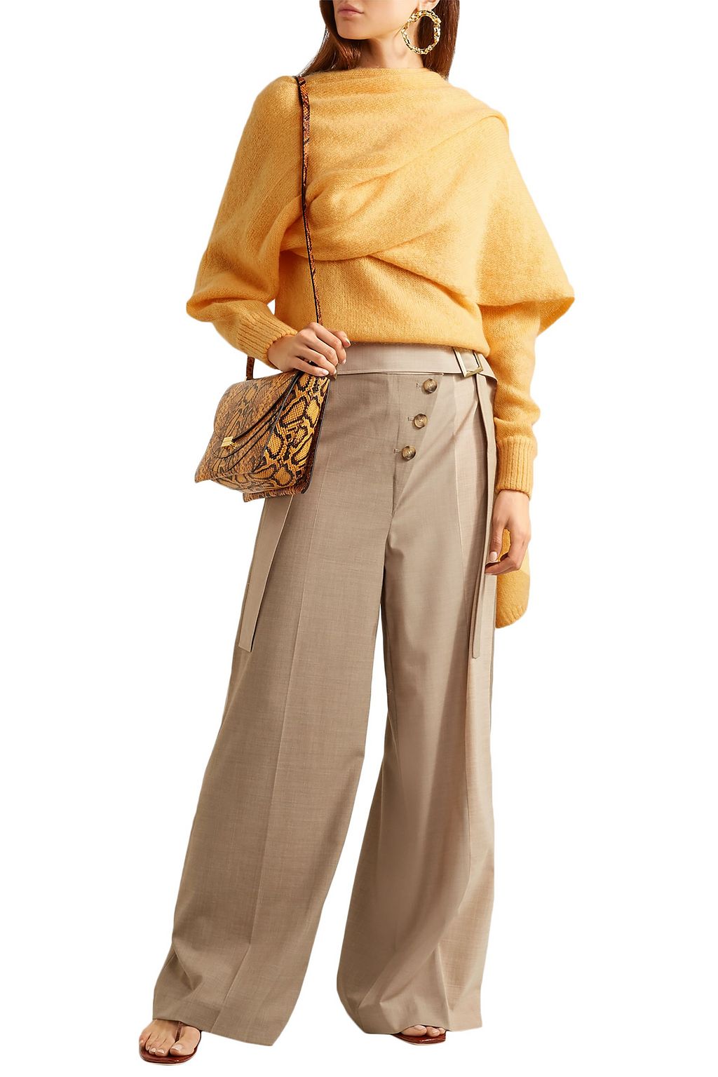 REJINA PYO Stevie belted wool wide-leg pants