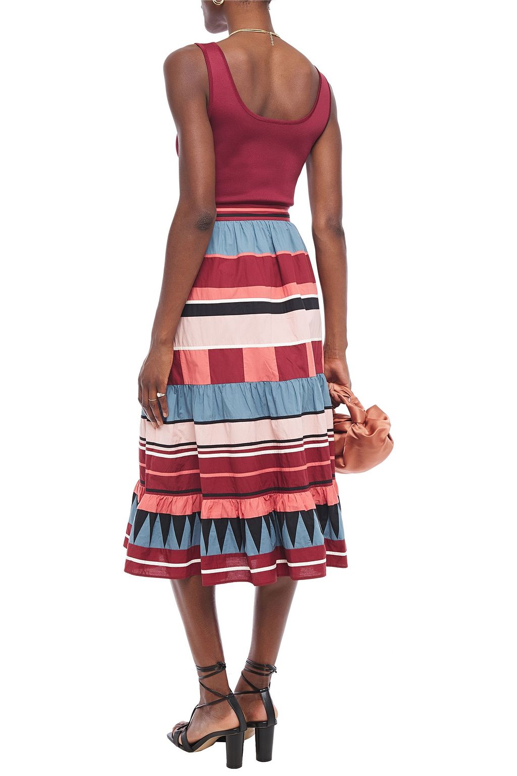 ULLA JOHNSON Gathered printed cotton-poplin midi skirt