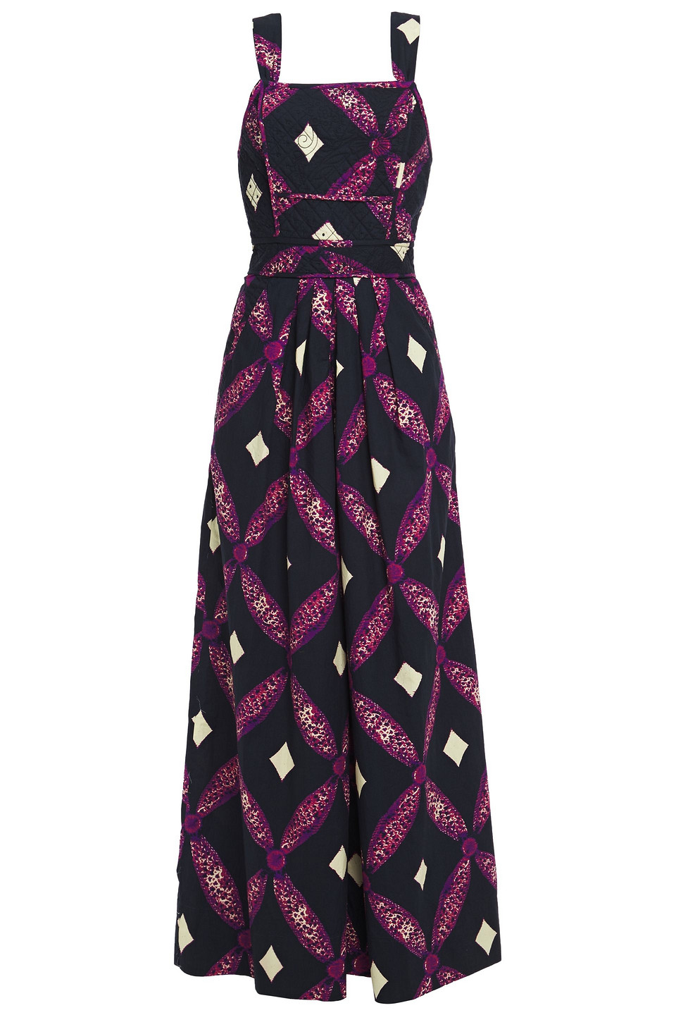 Ulla Johnson Woman Quilted Printed Cotton-poplin Wide-leg Jumpsuit Navy Size 6