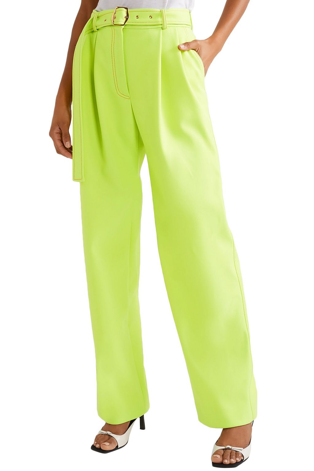 SIES MARJAN Blanche belted pleated twill wide-leg pants