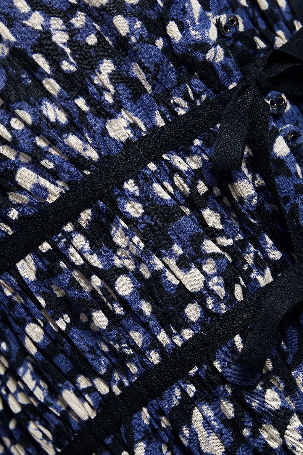 ULLA JOHNSON Bow-detailed printed cotton-gauze mini dress