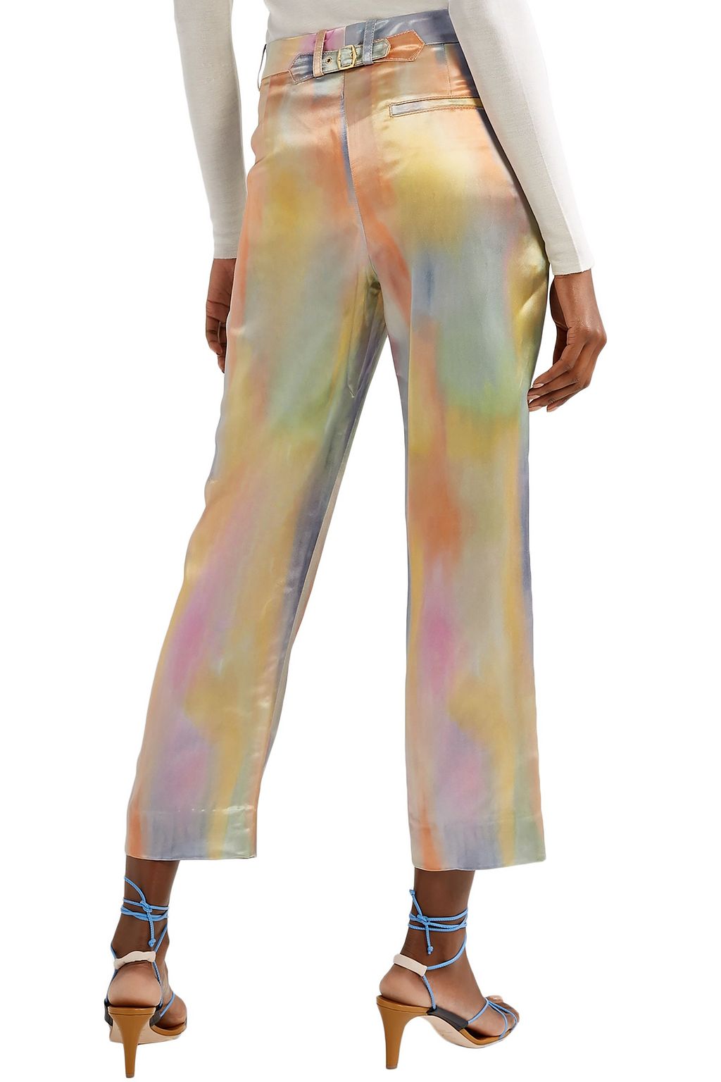 SIES MARJAN Willa cropped printed satin straight-leg pants