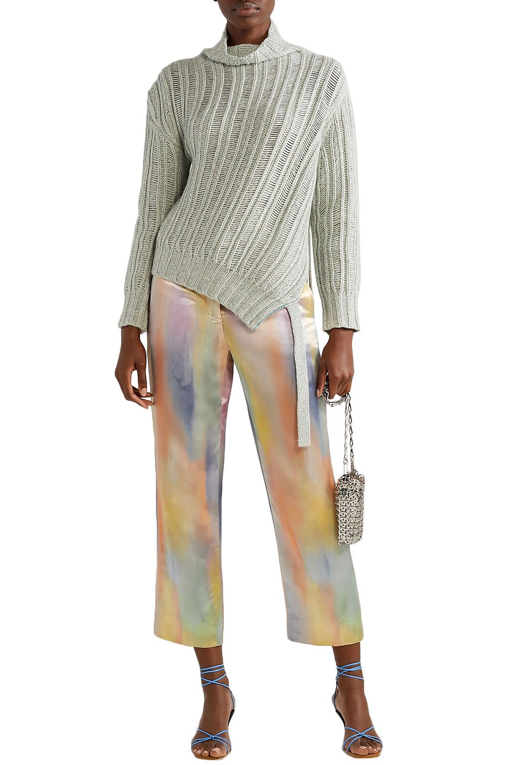 SIES MARJAN Willa cropped printed satin straight-leg pants