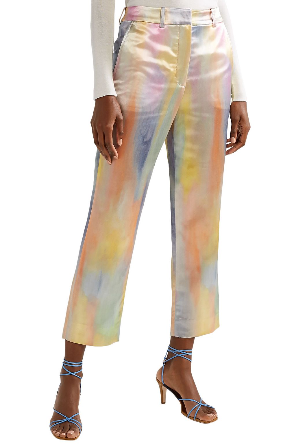 SIES MARJAN Willa cropped printed satin straight-leg pants