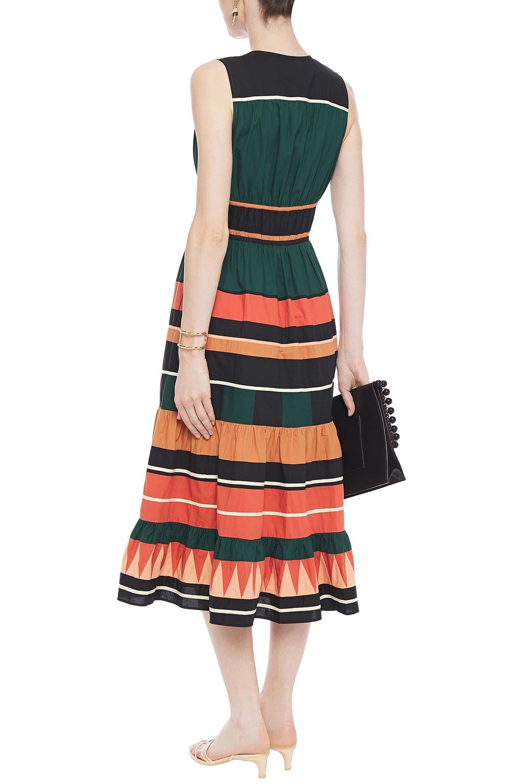 ULLA JOHNSON Fluted printed cotton-poplin midi dress