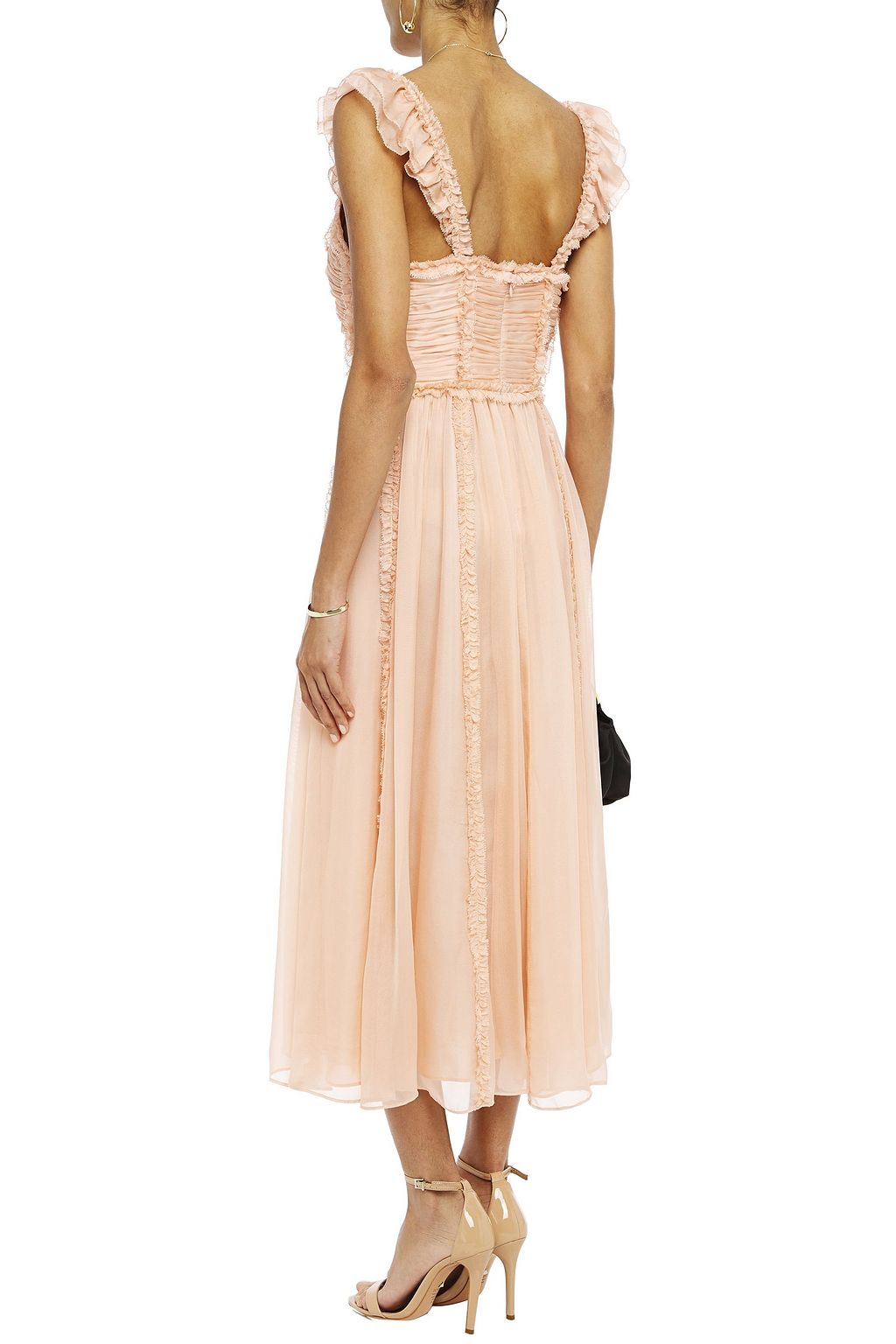 ULLA JOHNSON Ruffled pleated silk-voile midi dress