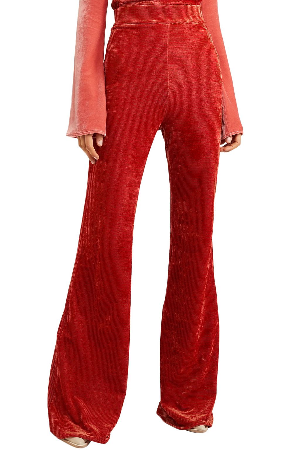 ELLERY Footnote striped stretch-velvet flared pants