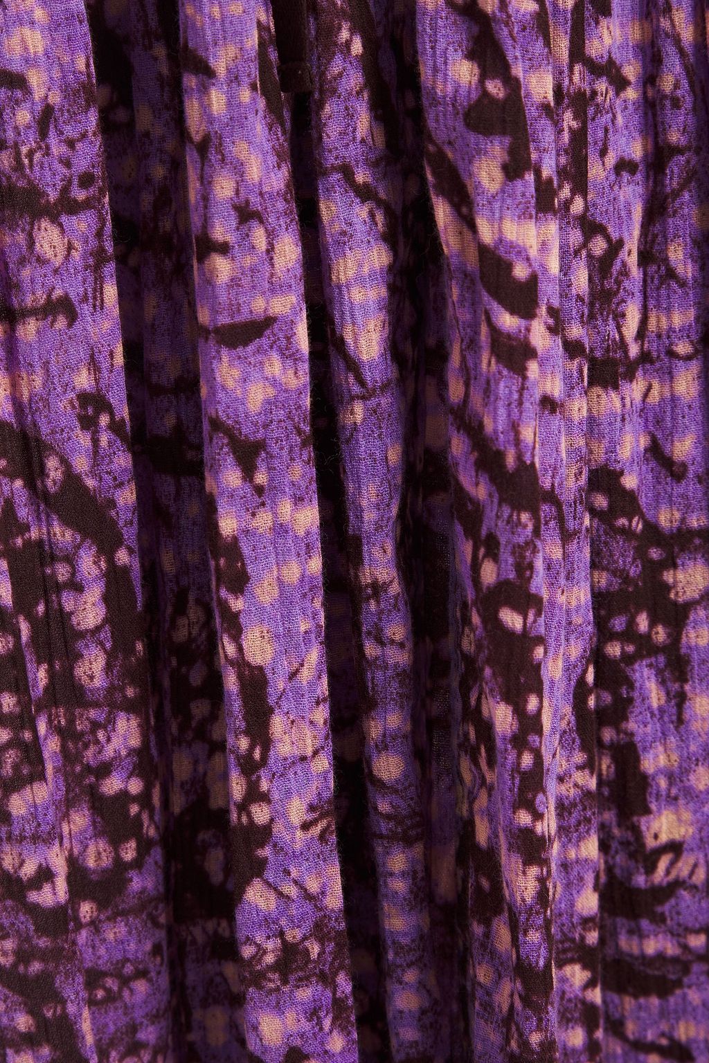 ULLA JOHNSON リボン付き プリントコットンガーゼ ミディワンピース