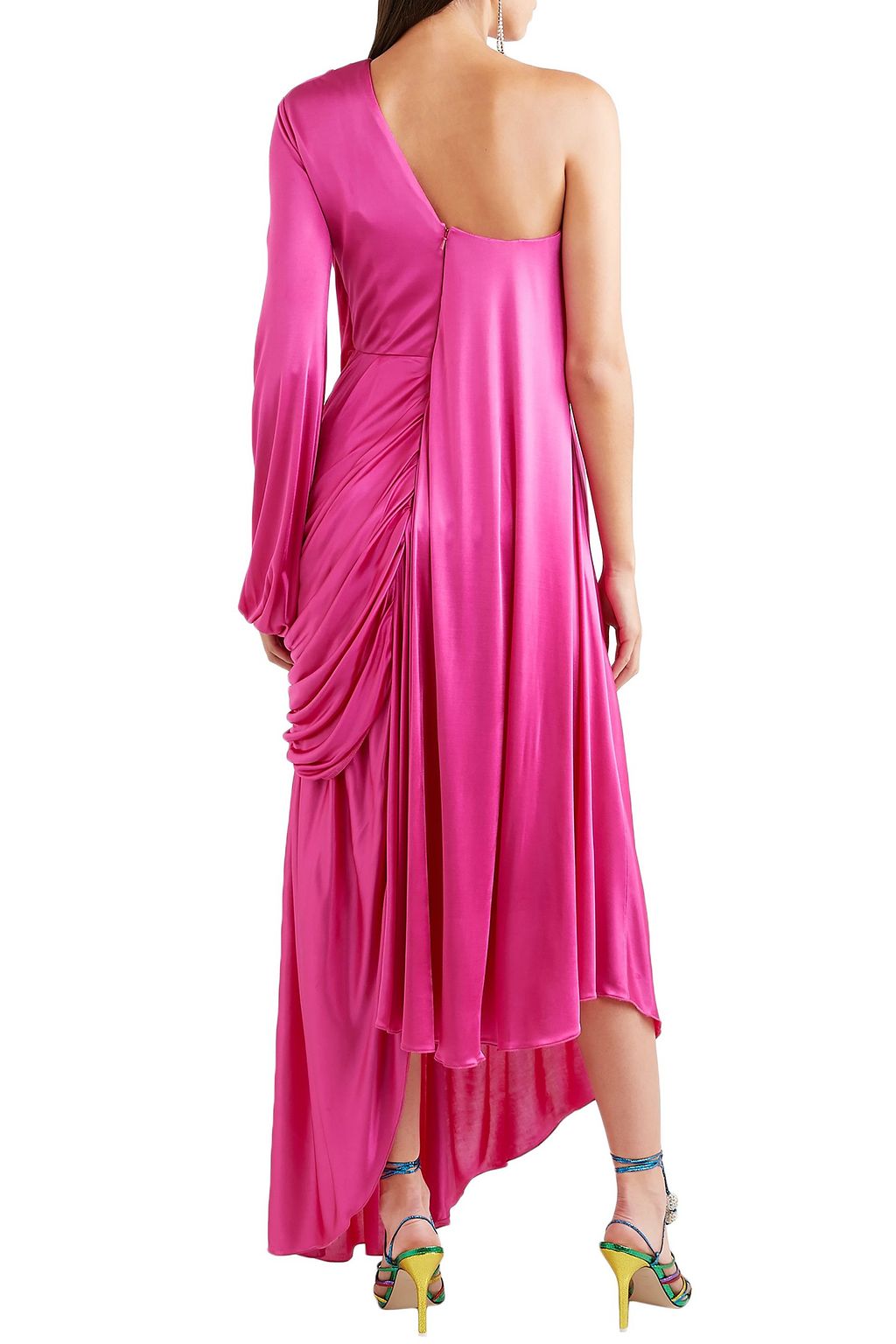 HALPERN One-sleeve draped asymmetric stretch-jersey midi dress