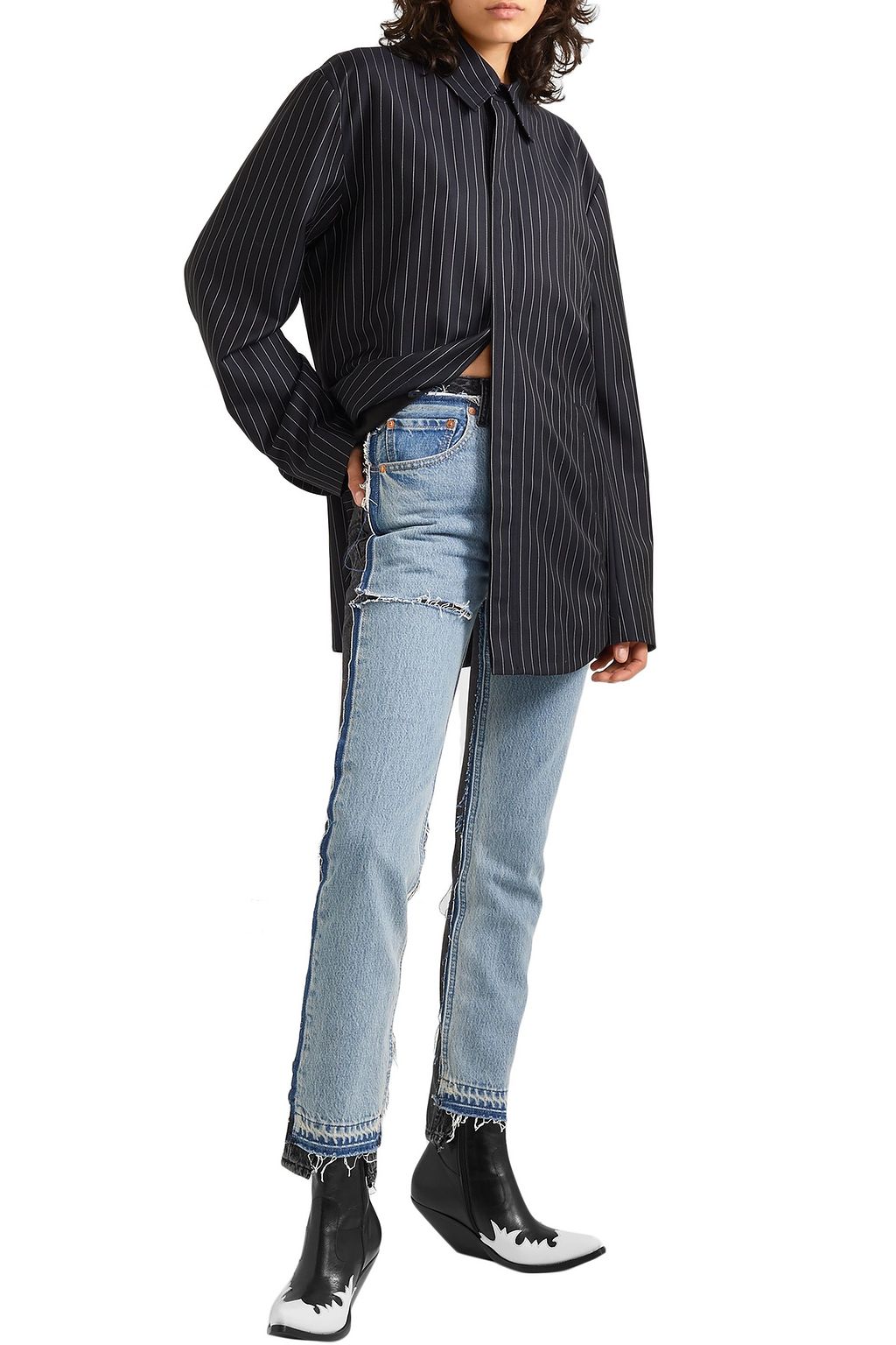 VETEMENTS Kick-Ass two-tone leather ankle boots