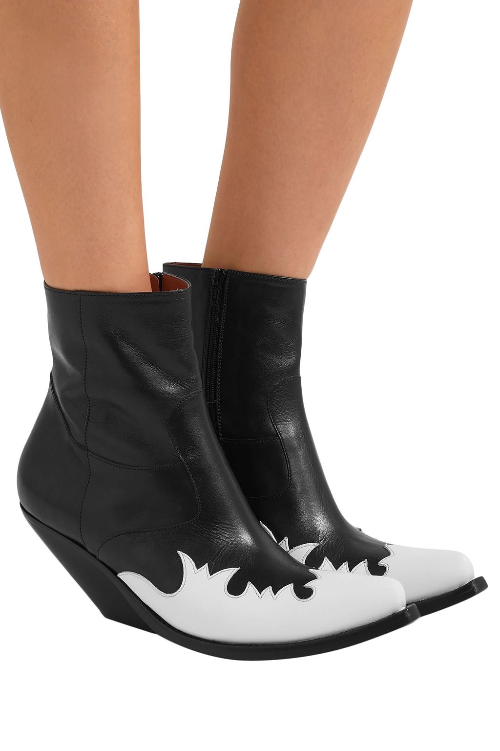VETEMENTS Kick-Ass two-tone leather ankle boots