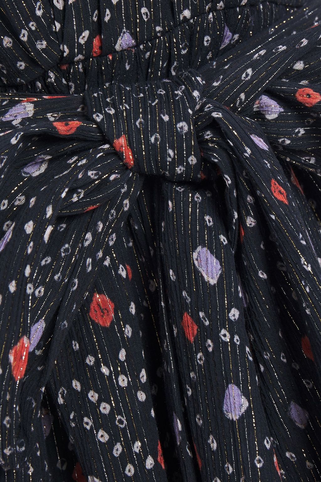 ULLA JOHNSON Bow-detailed printed metallic cotton-blend voile mini dress