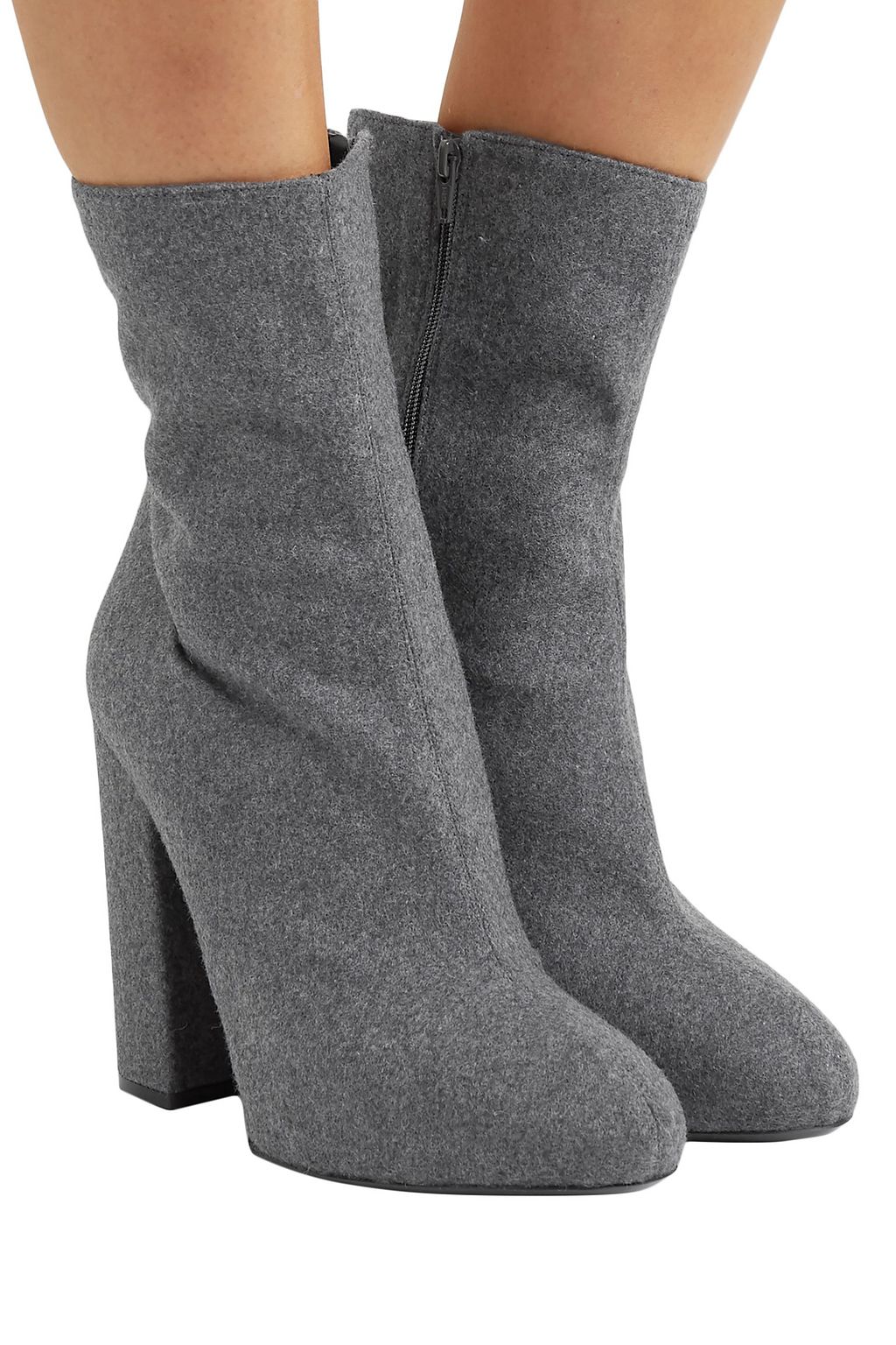 DRIES VAN NOTEN Wool and silk-blend felt ankle boots