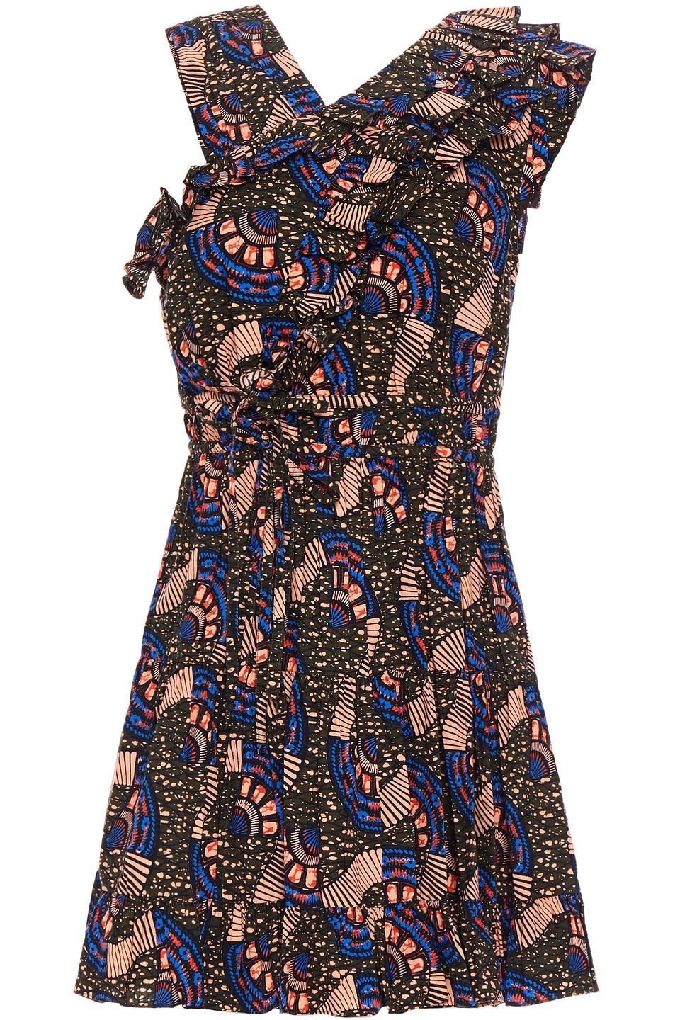 Ulla Johnson Woman Flared Ruffled Printed Cotton-blend Mini Dress Army Green Size 0