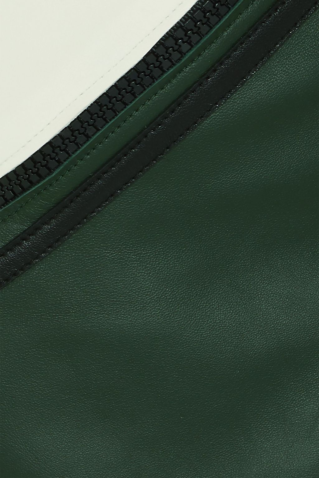 MONSE Asymmetric zip-detailed paneled leather skirt