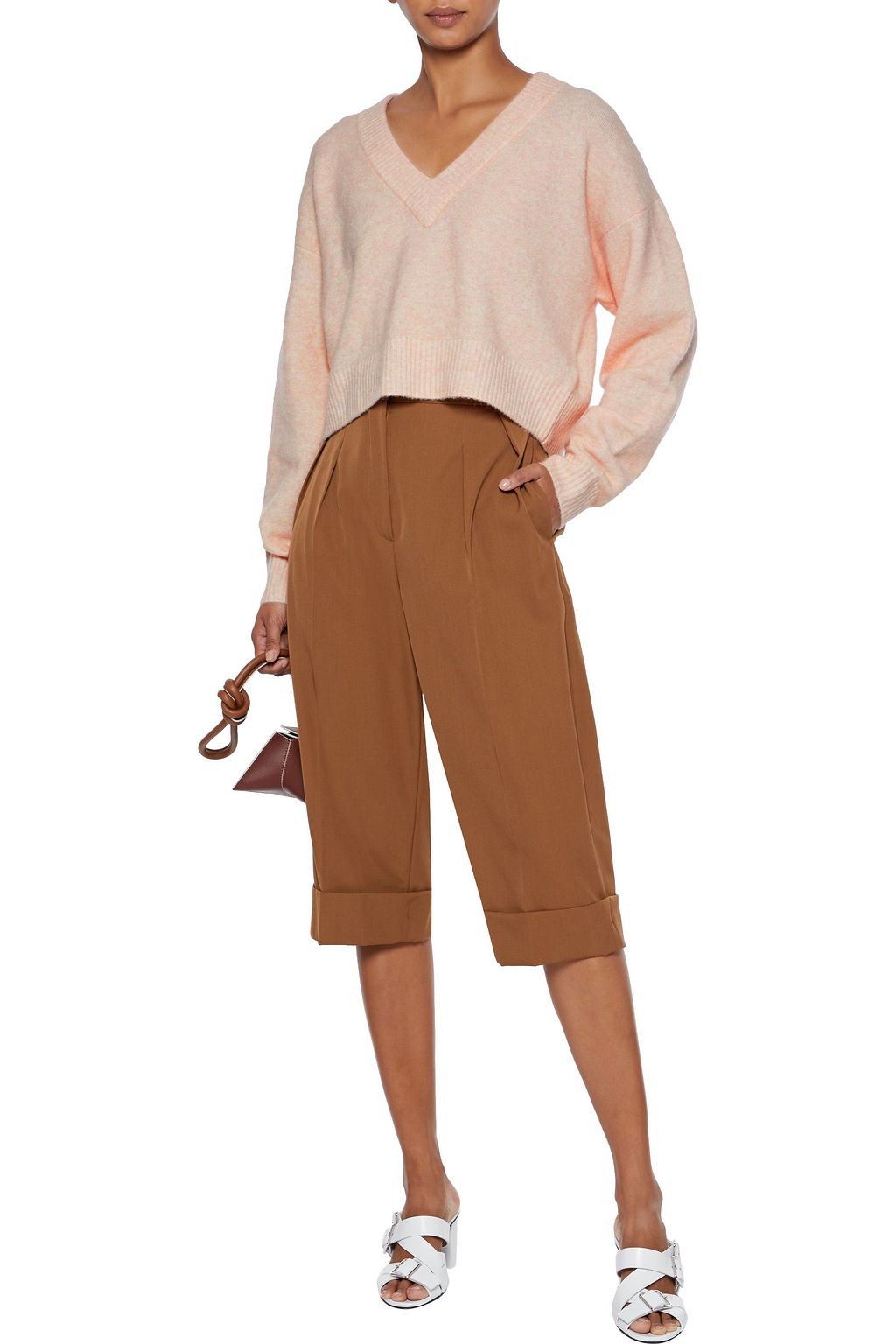 3.1 PHILLIP LIM Cropped mélange brushed knitted sweater