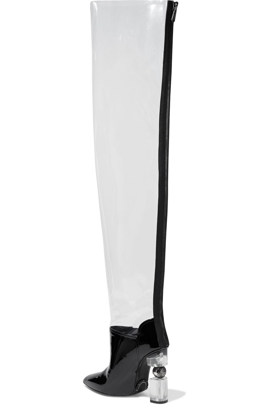 BALMAIN Inna PVC and patent-leather thigh boots