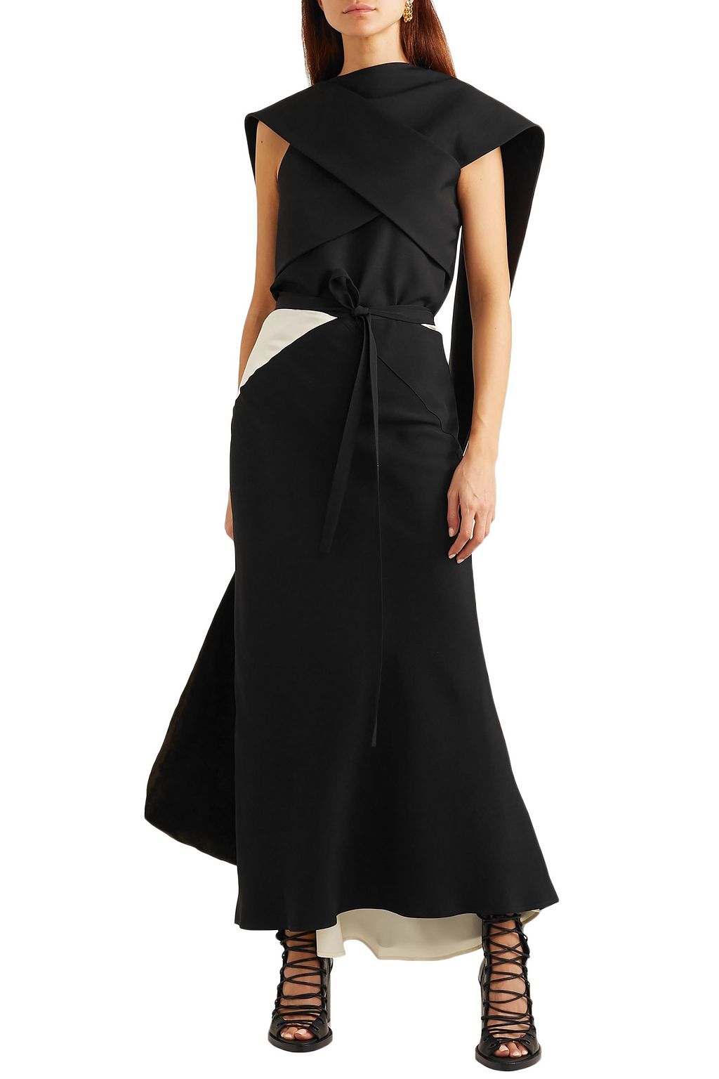 HAIDER ACKERMANN Two-tone crepe wrap maxi skirt