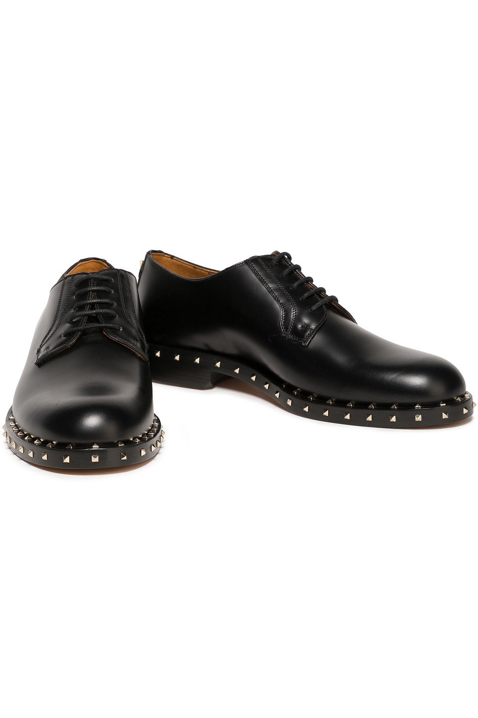 Valentino Garavani Rockstud Leather Brogues In Black