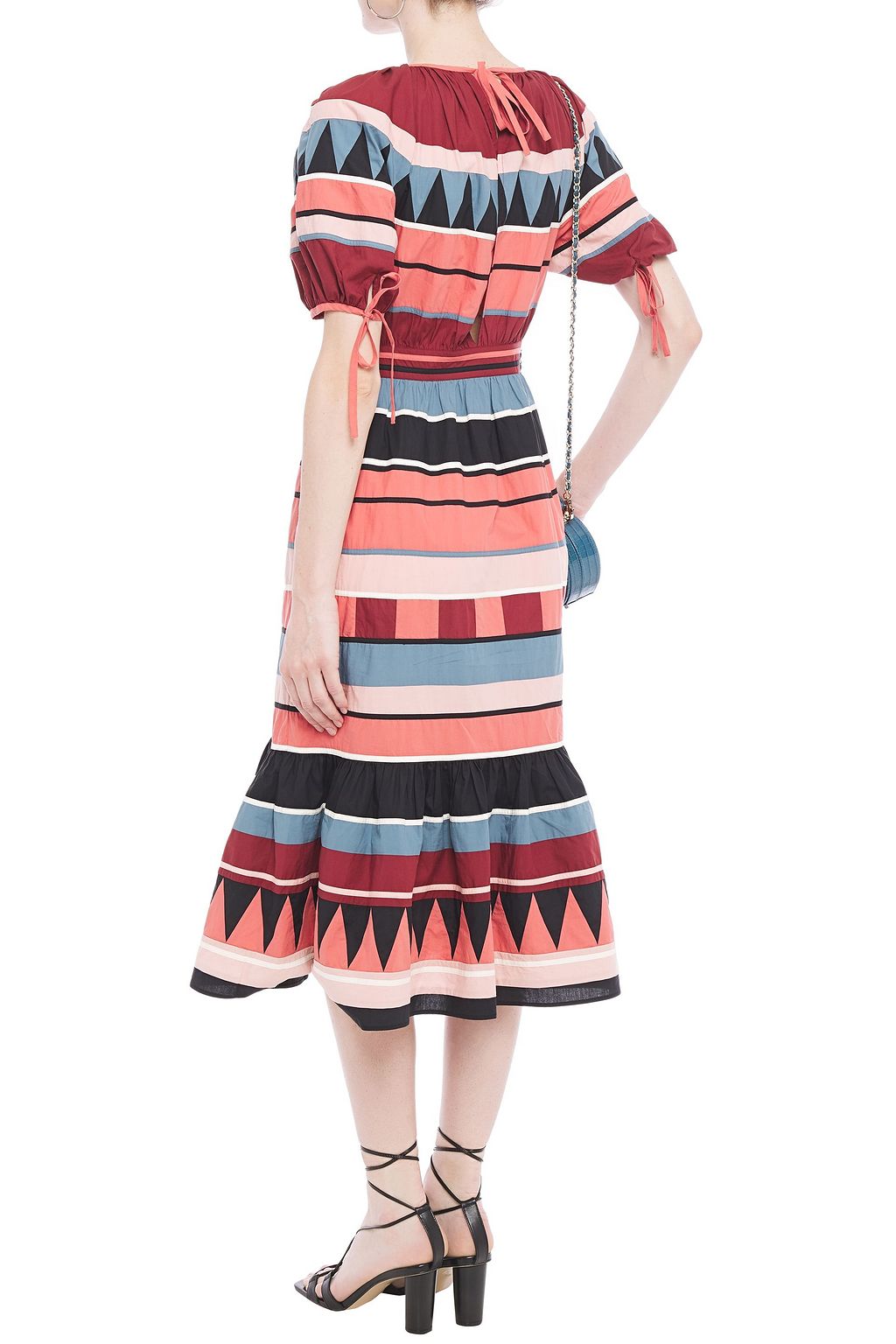 ULLA JOHNSON Ayta fluted striped cotton-poplin midi dress
