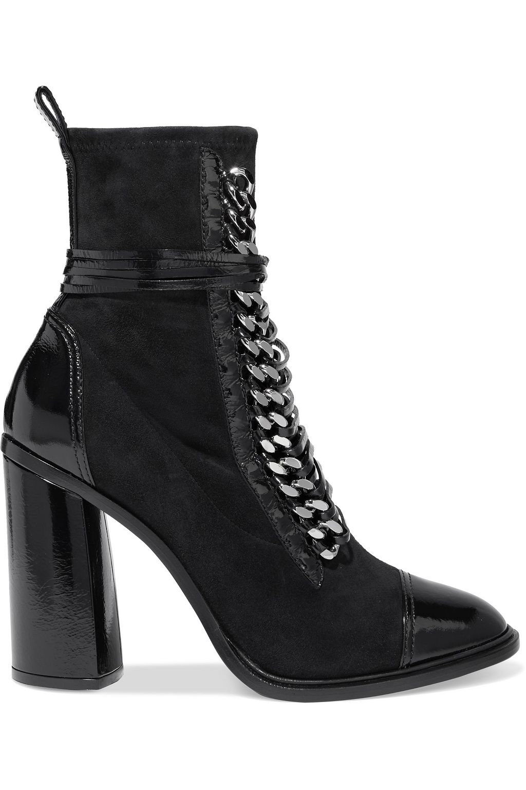 black chain ankle boots