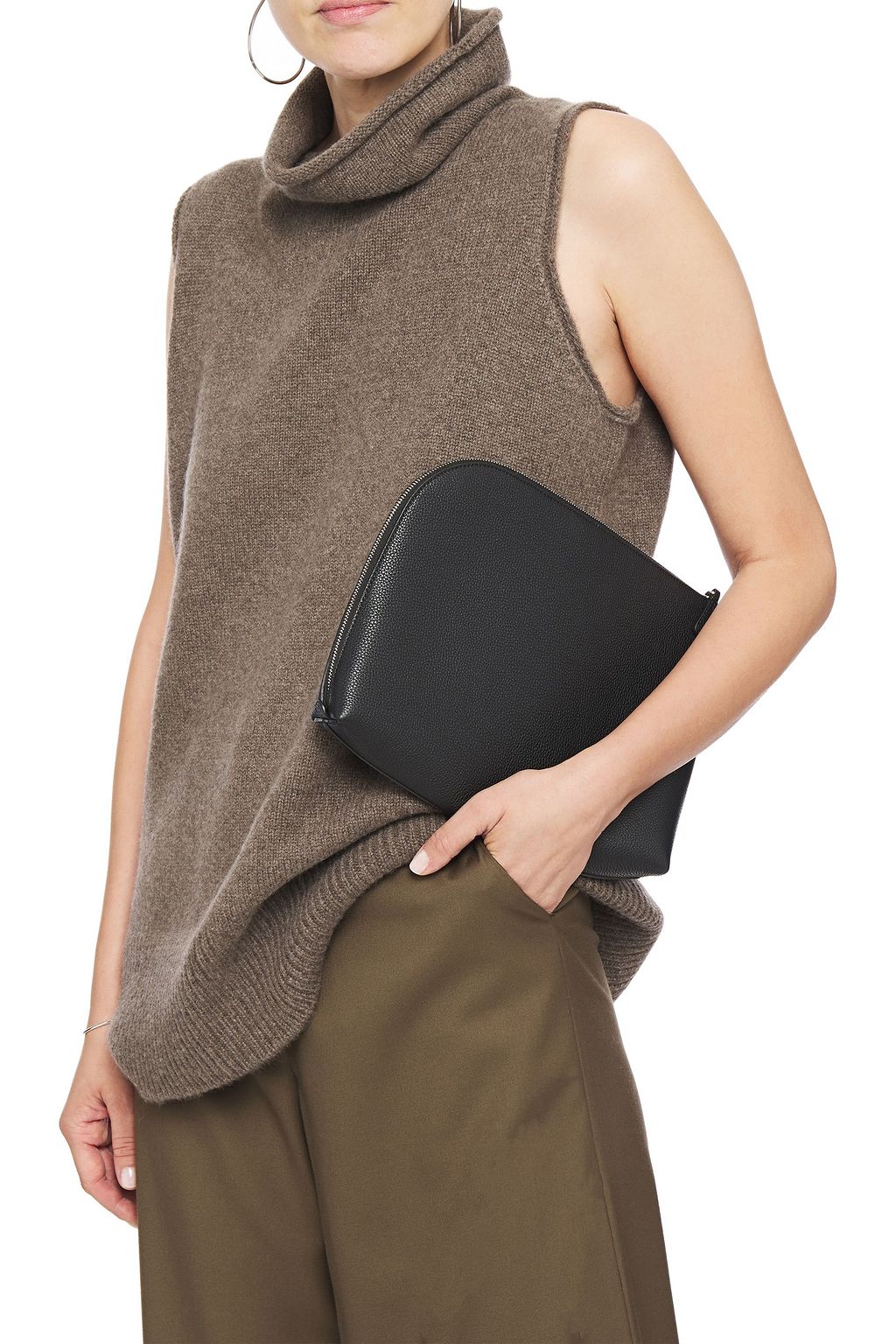 THE ROW Medium Square pebbled-leather pouch