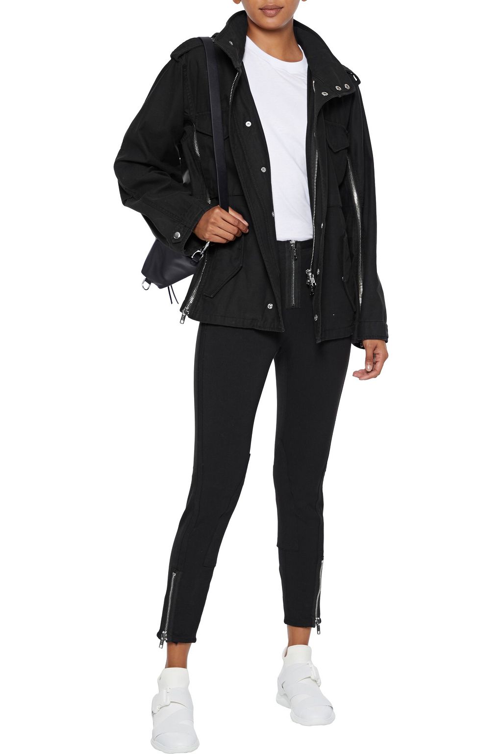 3.1 PHILLIP LIM Moto-style cropped stretch cotton and modal-blend skinny pants