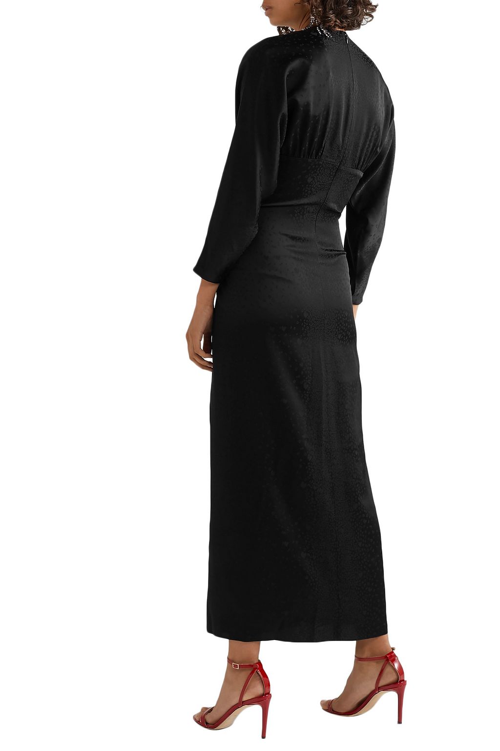 RACIL Rita button-embellished ruched leopard-jacquard maxi dress