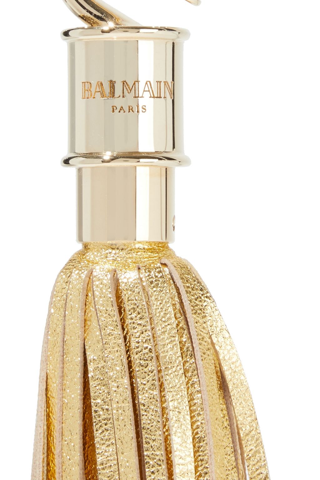 BALMAIN Tasseled metallic textured-leather bag charm