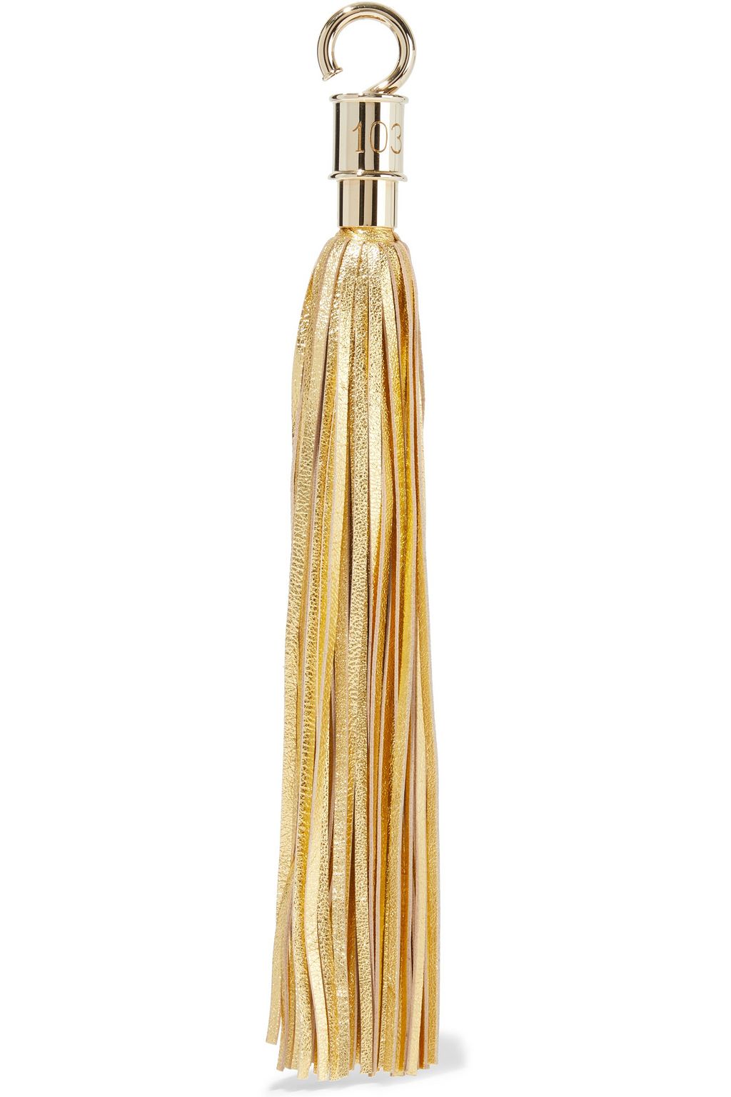 BALMAIN Tasseled metallic textured-leather bag charm