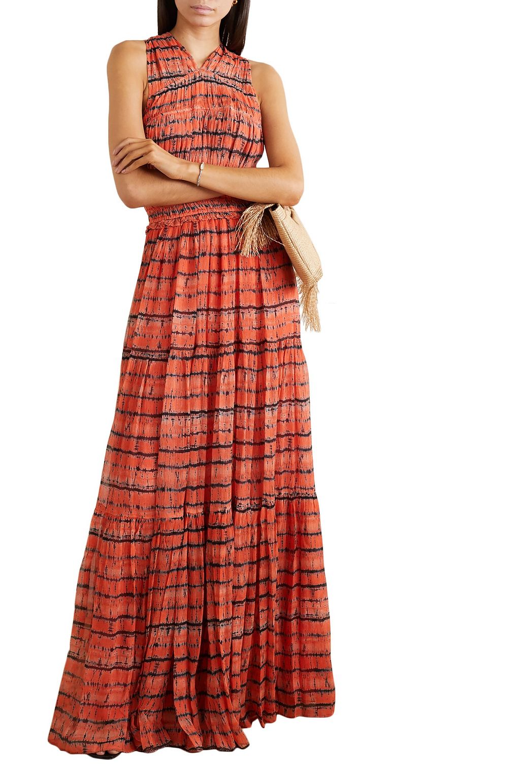 ULLA JOHNSON Freesia twist-back tie-dyed silk-georgette maxi dress