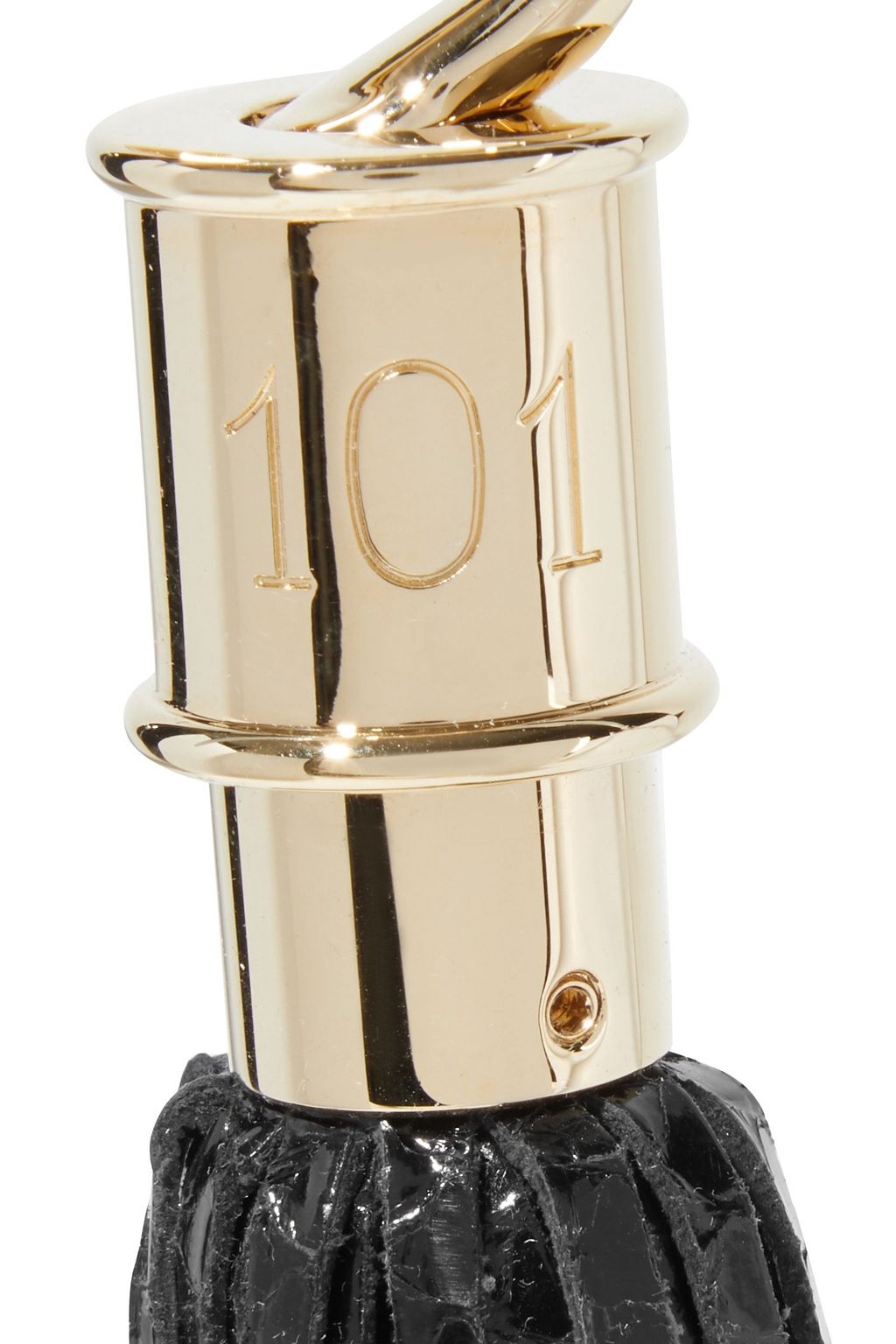 BALMAIN Tasseled glossed snake-effect leather bag charm